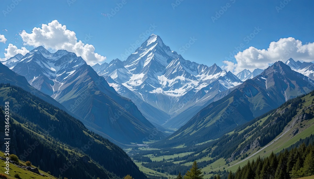 Obraz premium Majestic mountain range swiss alps landscape photography daytime wide angle beauty in nature