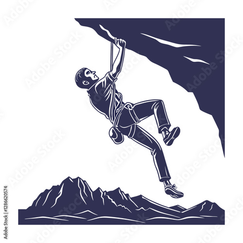 Rockclimbing vector illustration isolated on a white background