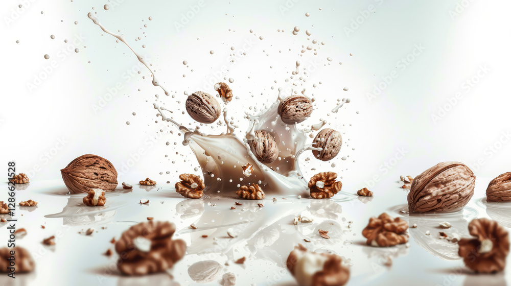 Fototapeta premium Dynamic Walnut Milk Explosion 