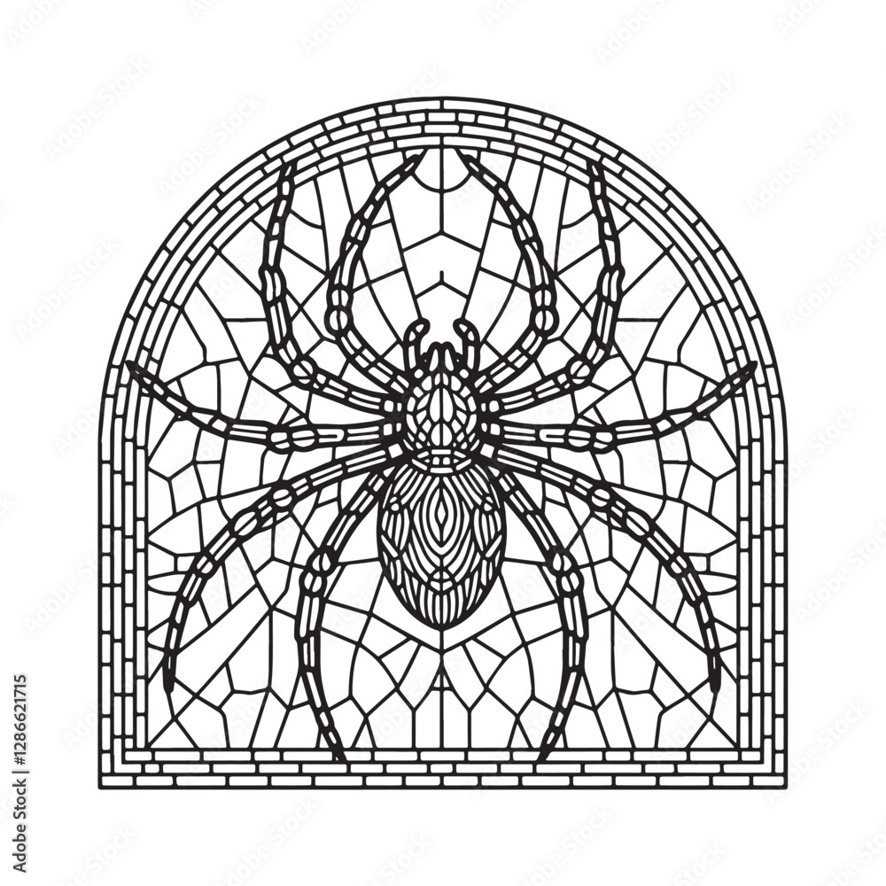 Obraz premium Arachnid in Minimalist Mosaic Arch Window Design
