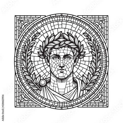 Caesar's Mosaic Portrait, A Minimalist Depiction of Roman Authority