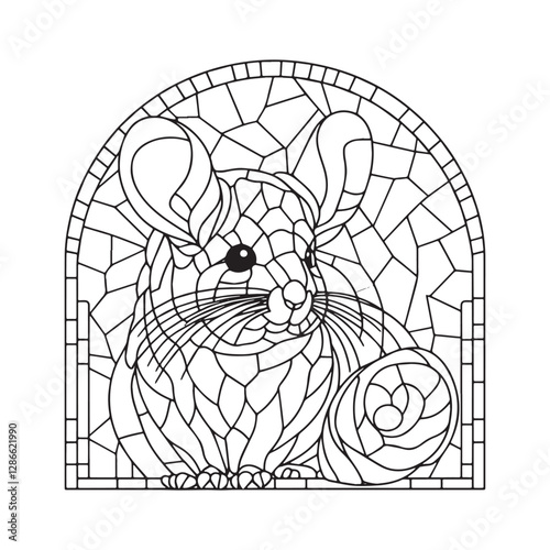 Charming Chinchilla Mosaic, A Minimalist Window Art Illustration