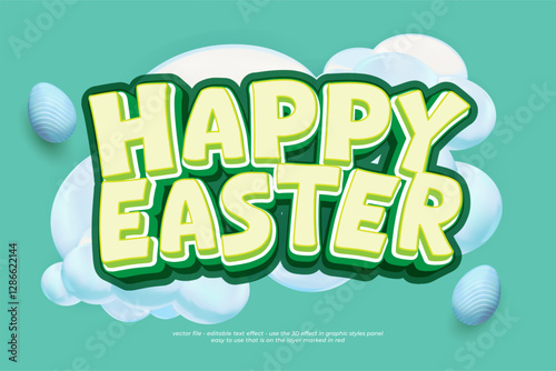 Editable happy easter 3D text effect template