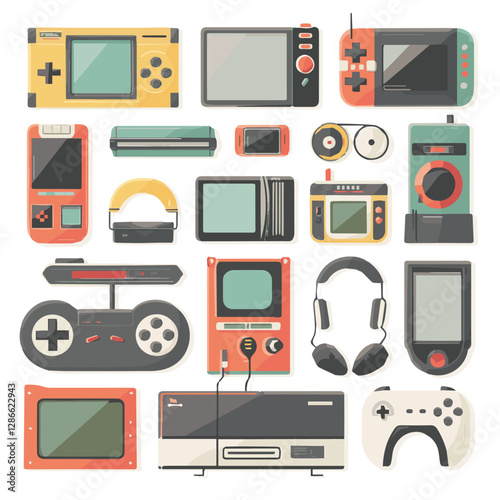 gadget, device, technology, background, modern, digital, vector, 3d, illustration, phone, electronic, mobile, headphones, wireless, equipment, headphone, headset, computer, design, object, hardware, s