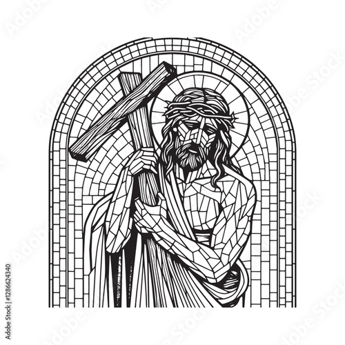 Isaiah 53 Minimalist Mosaic, The Suffering Servant in an Arc Window
