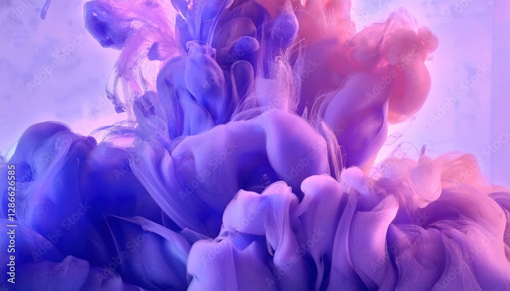 Obraz premium ethereal ink diffusion in water with purple and pink swirls, abstract fluid art for background, digital design, and prints