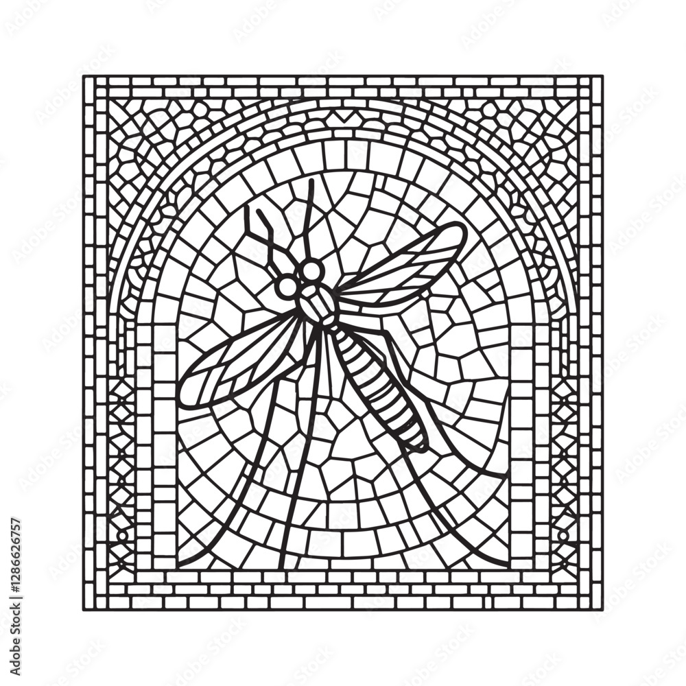 Obraz premium Minimalist Mosaic Mosquito in Arc Window Design 7911