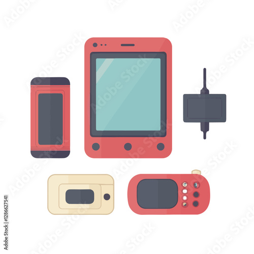 gadget, device, technology, background, modern, digital, vector, 3d, illustration, phone, electronic, mobile, headphones, wireless, equipment, headphone, headset, computer, design, object, hardware, s
