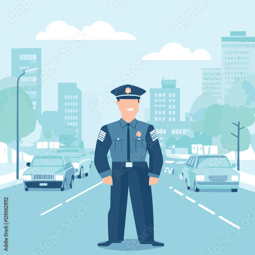 Police Officer on City Street