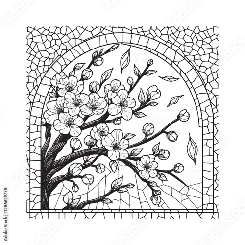 Minimalist Mosaic, Blossoming Love of Song Solomon 2 in Arc Window