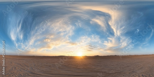 HDRI 360-degree panoramic sky over a vast desert