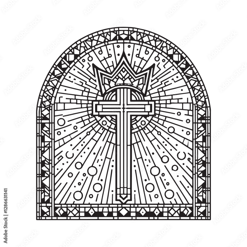 Radiant Cross and Crown, A Mosaic Depiction of Eternal Glory in Arc Radiant Cross and Crown, A Mosaic Depiction of Eternal Glory in Arc