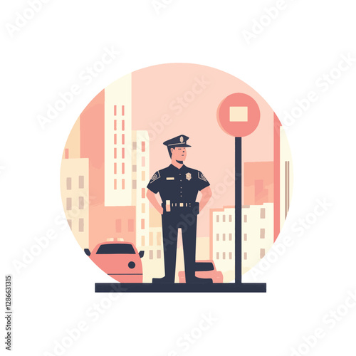Police Officer Directing Traffic in City