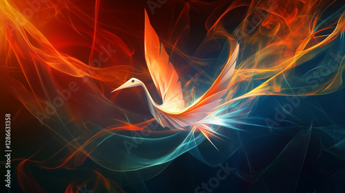 Wallpaper Mural Mystical phoenix bird rising from glowing flames, symbolizing rebirth, resilience, and transformation in an abstract fantasy concept. Torontodigital.ca