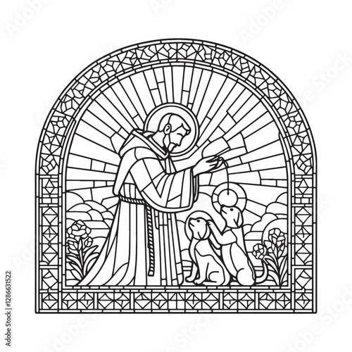 St. Francis of Assisi Feast Day, Minimalist Mosaic Blessing of Pets Window
