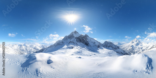 HDRI 360-degree snowy mountain peak