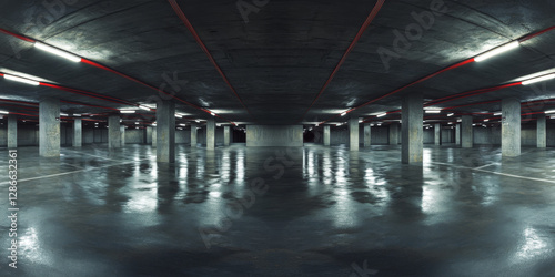 HDRI 360-degree urban underground parking garage