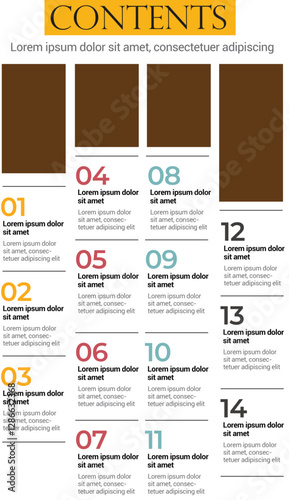 Table of content template a4 page print business profile annual report brochure catalog corporate Landscape Layout Portfolio Abstract Presentation leaflet Webpage Creative PowerPoints magazine