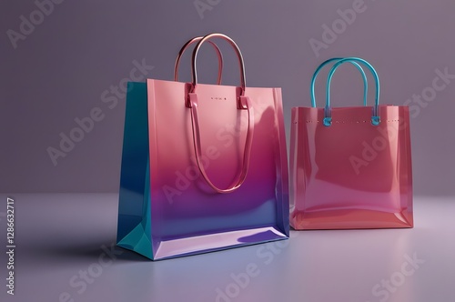 Two Stylish Gradient Shopping Bags in Vibrant Colors