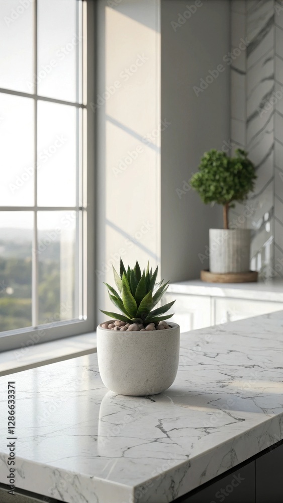 Fototapeta premium Succulent Plant Thrives in Modern Urban Setting