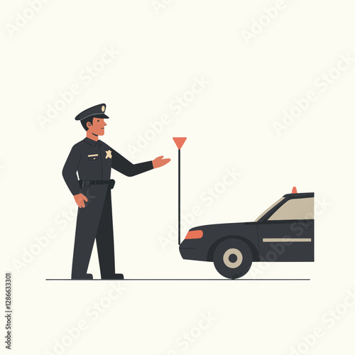 Police Officer Directing Traffic with Hand Signal