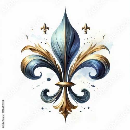 Elegant Fleur-de-Lis Symbol in Minimalist Watercolor Style Illustration photo