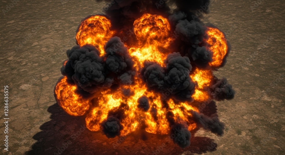 Spectacular fiery eruption with billowing smoke plumes in high resolution Spectacular fiery eruption with billowing smoke plumes in high resolution