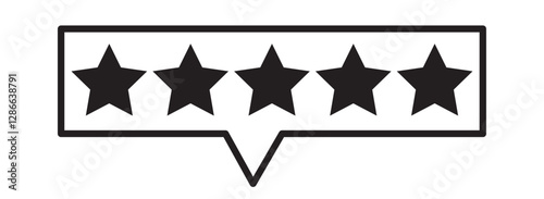 Five stars icon Vector. Five stars customer product rating review flat icon for apps and websites. Set of five star icon collection. Yellow and black star symbol. Vector Illustration. Customer review 