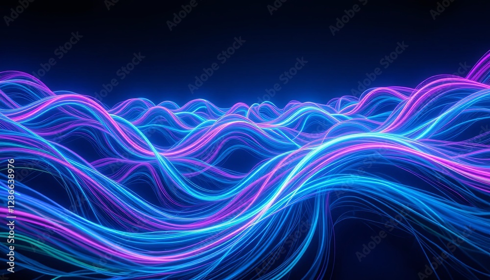 Obraz premium Dynamic light waves digital art abstract colorful 3d view futuristic
