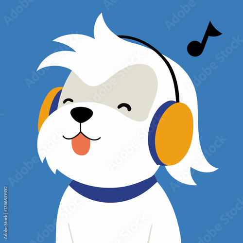 Vector art illustration of a dog singing on stage