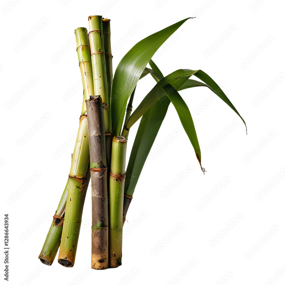 Obraz premium Sugar cane sticks isolated on a transparent background