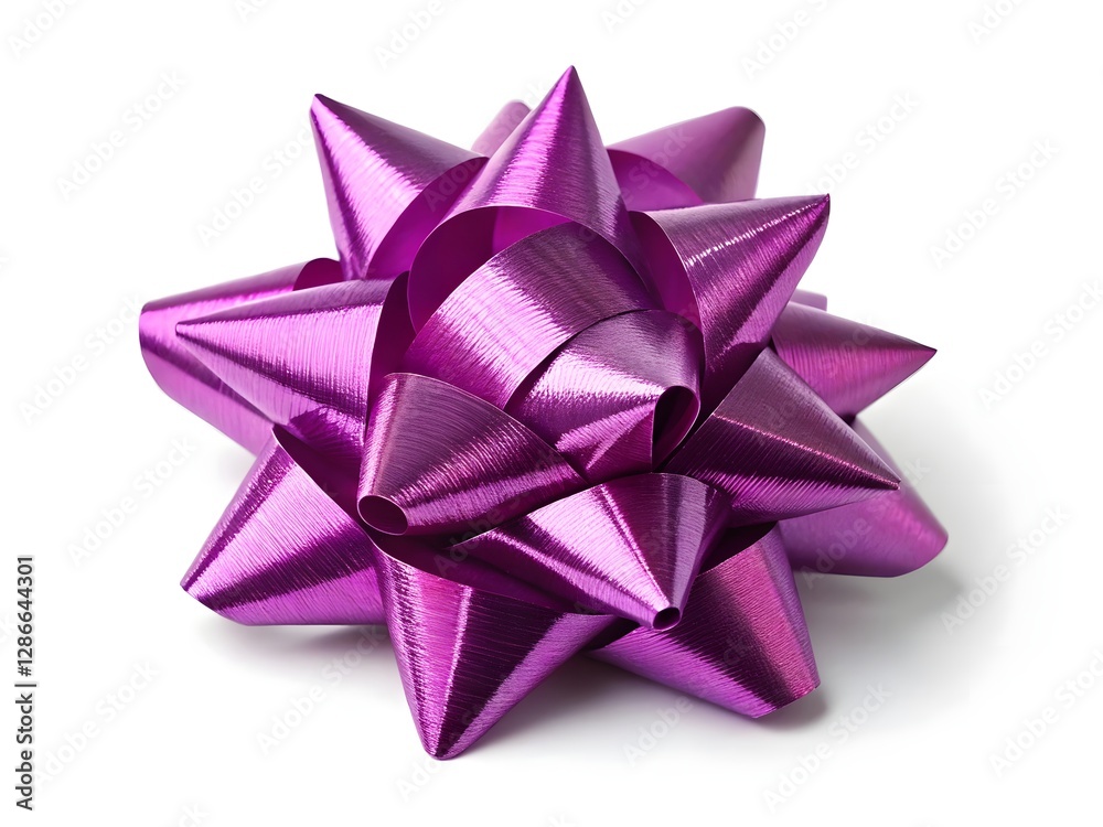 Close-up of a beautiful, vibrant purple star-shaped gift bow. Close-up of a beautiful, vibrant purple star-shaped gift bow.