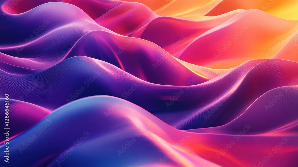 Obraz premium Smooth, fluid waves of radiant colors creating a striking, futuristic gradient that represents modern technology and artistic expression.