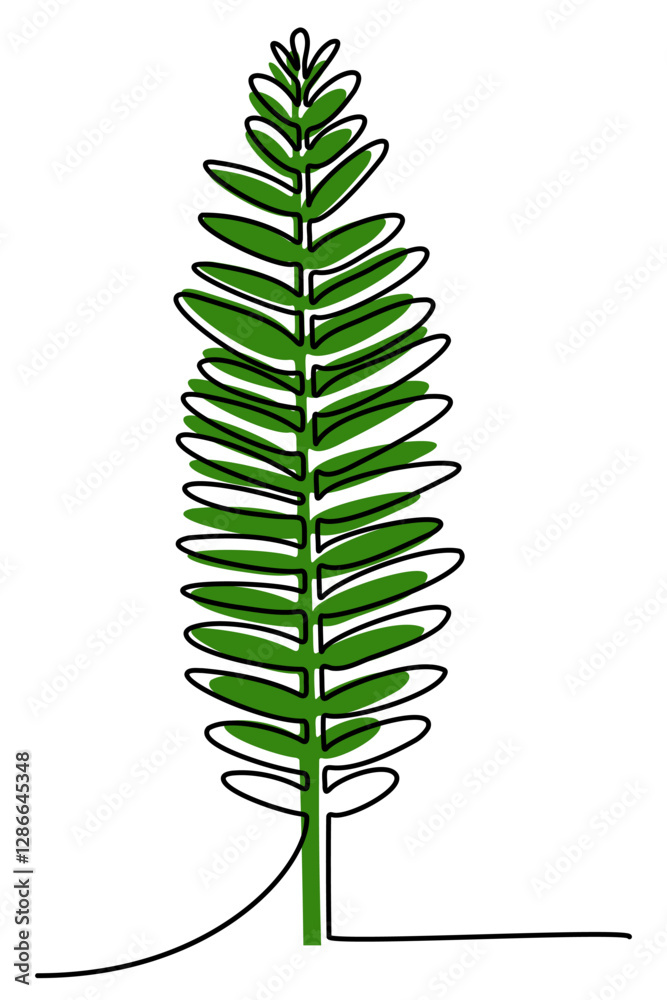 Hand drawn outline of jungle leaf combined with colorful silhouette. Botanical art minimalist design element for posters, covers, wall art, card, wallpaper Hand drawn outline of jungle leaf combined with colorful silhouette. Botanical art minimalist design element for posters, covers, wall art, card, wallpaper