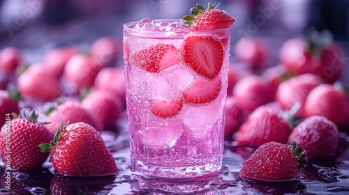 Pink Strawberry Drink, Refreshing Summer photo