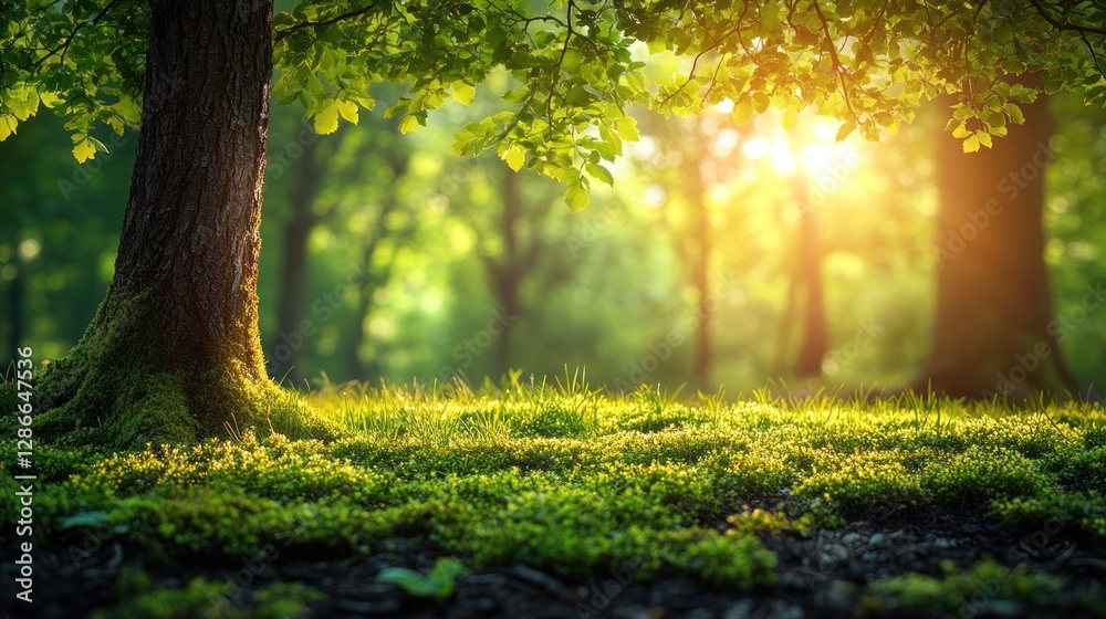 Fototapeta premium Forest Sunlight through Trees