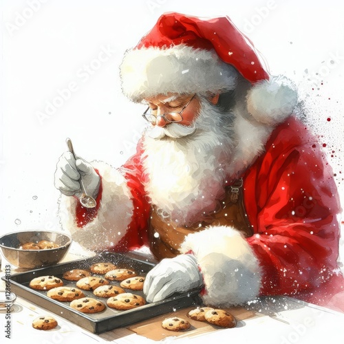 Santa's culinary Christmas, A minimalist watercolor masterpiece of cookies