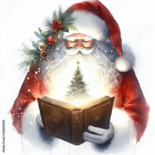 Santa's enchanted chronicle conjures Christmas spirit in fluid watercolor