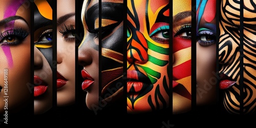 Abstract Face Paint Art – Vibrant Multicultural Beauty