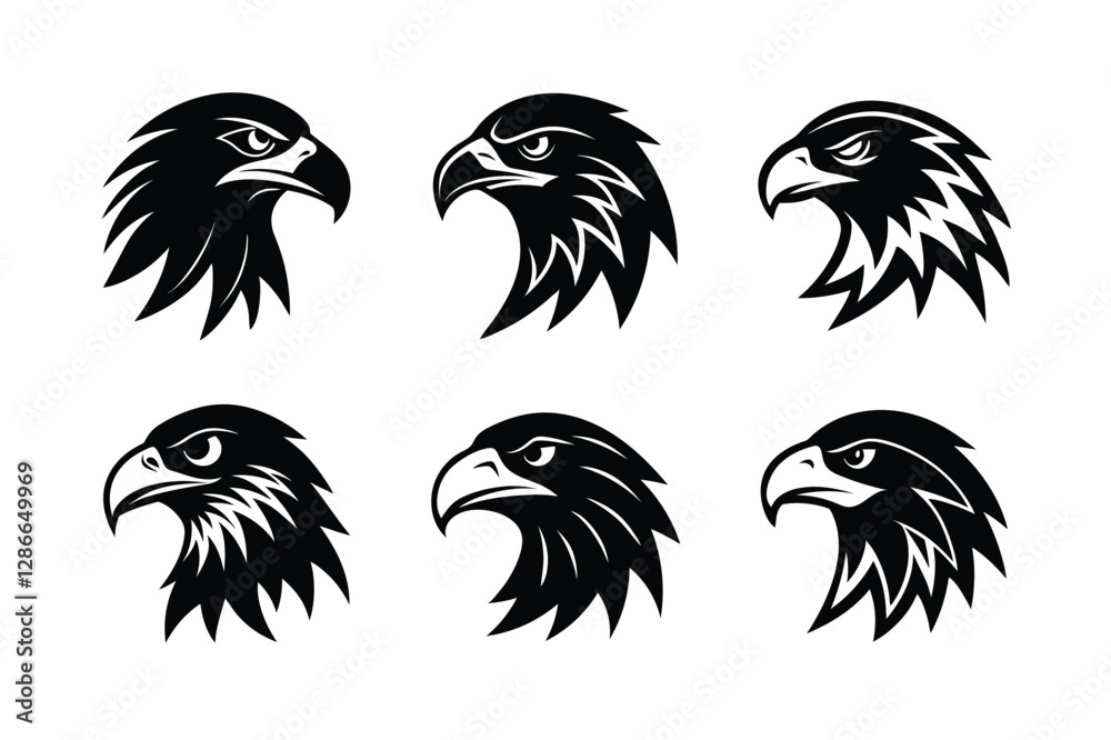 Obraz premium Set of Eagle head icon .Eagle-vector, art,
