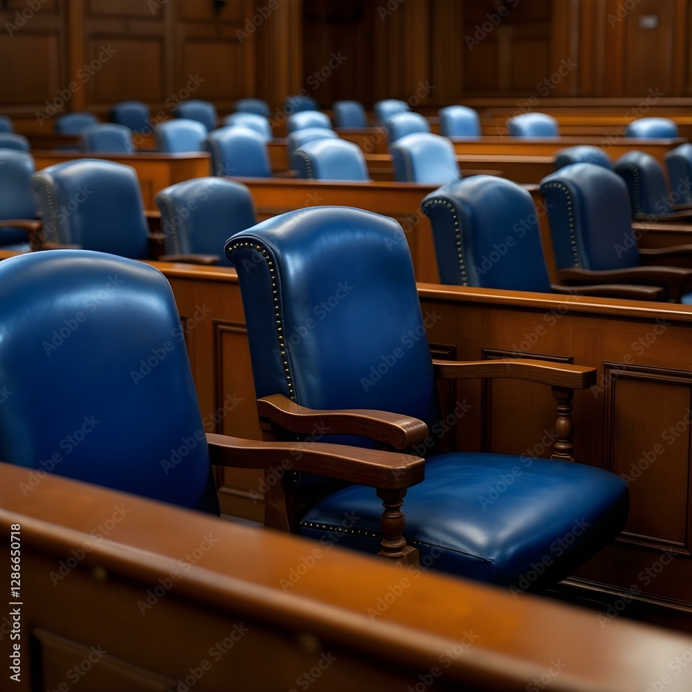 Obraz premium Courtroom interior, empty jury box