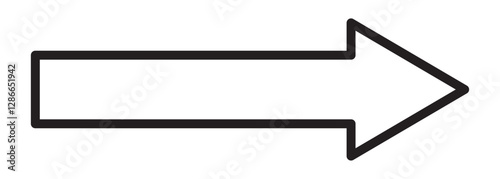 Long arrow. Black arrow pointing right. Black large arrow pointing right. Bold thine long arrow. Vector illustration. Long arrow icon Vector.