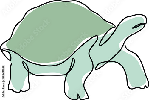 One continuous line drawing of sea turtle clipart. 