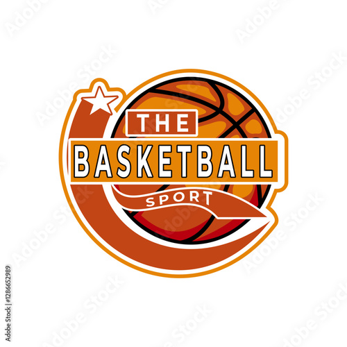Basketball Sports Team logo design template. Basketball with star logo design vector