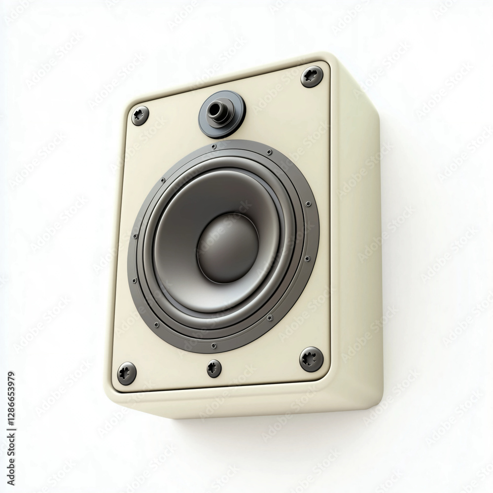 A close-up image of a high-quality audio speaker, featuring a large bass driver and a tweeter, with a beige exterior design, perfect for home sound systems or professional audio setups. A close-up image of a high-quality audio speaker, featuring a large bass driver and a tweeter, with a beige exterior design, perfect for home sound systems or professional audio setups.