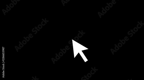 Mouse cursor pointer arrow clicking icon animation on black background