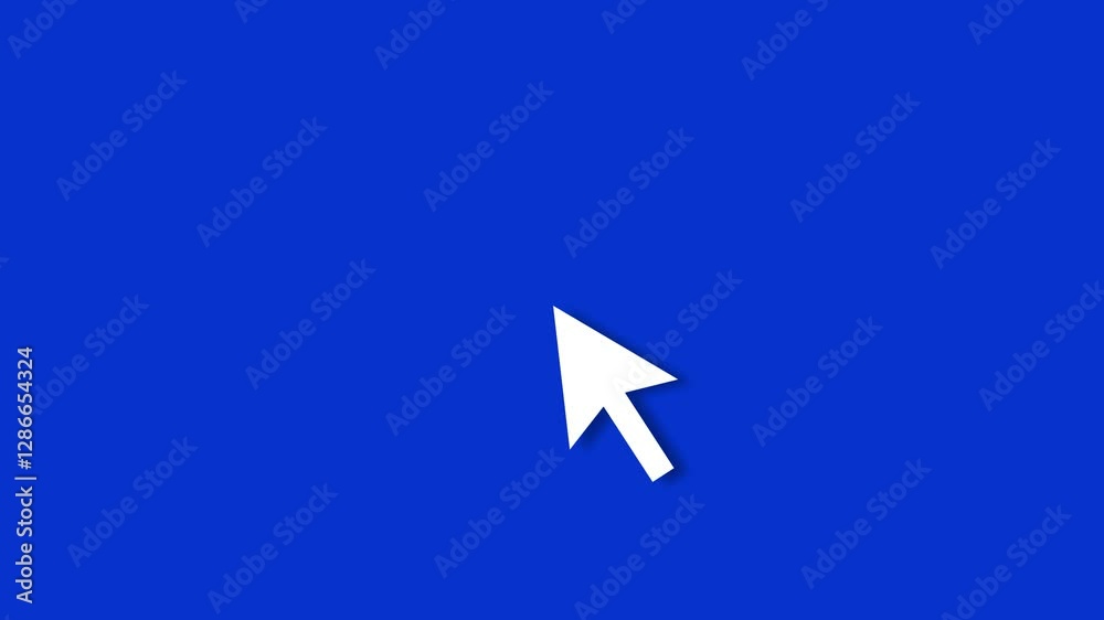 Mouse cursor pointer arrow clicking icon animation on blue background Mouse cursor pointer arrow clicking icon animation on blue background