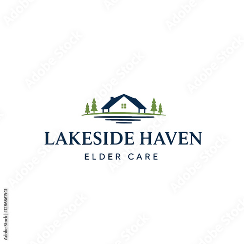 Modern Logo for Lakeside Haven Elder Care Facility with House and Trees