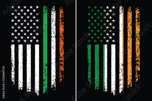 Irish-American Flag. Distressed St. Patrick’s Day Pride Design