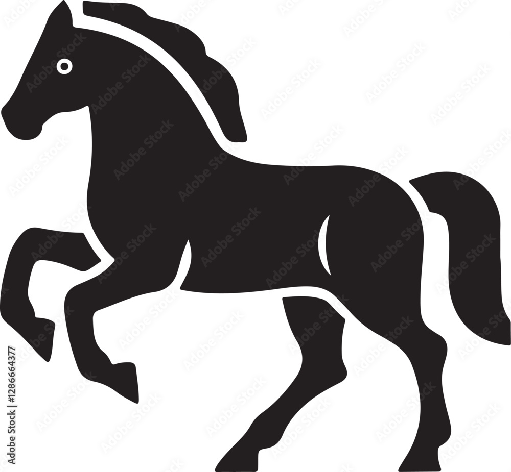 Fototapeta premium standing Arabian horse silhouette horse black Icon Vector sticker symbol